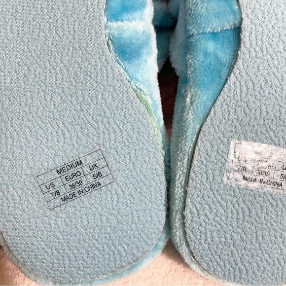 Womens Faux Fur Open Toe Flat Slip-On Thong Slippers Blue Medium NWOT - Picture 7 of 10